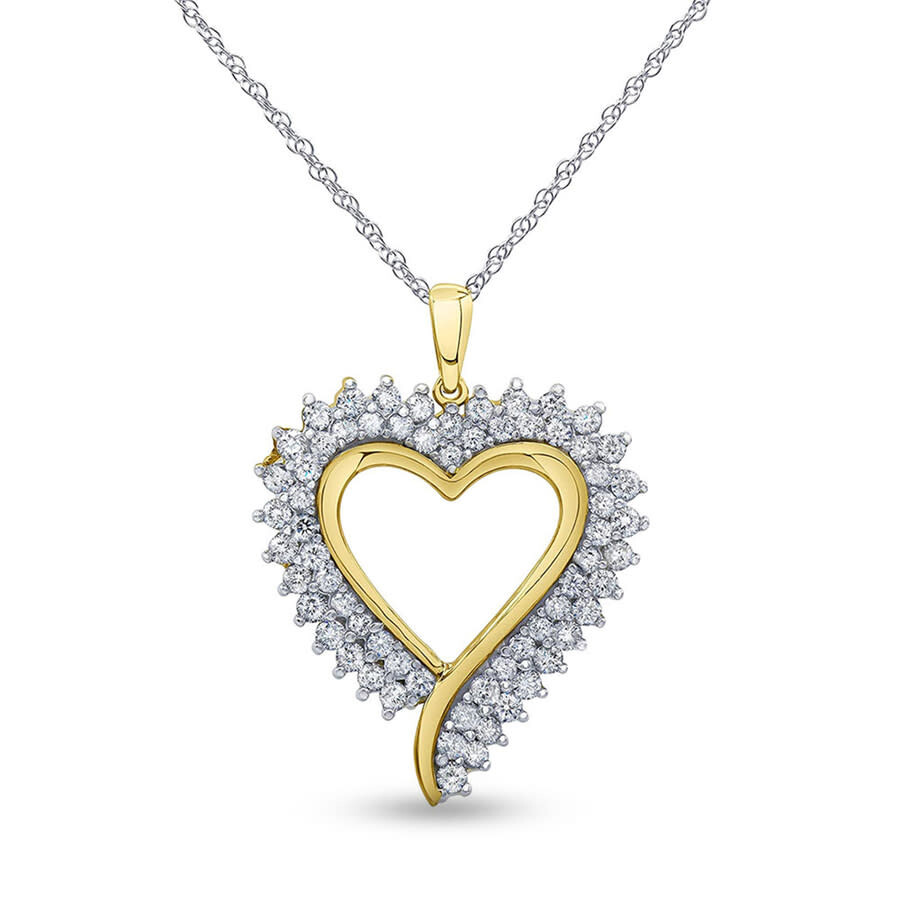 Brilliant Diamond Sterling Silver 2.00 Carat Lab Grown Diamond Pendant Necklace For Women In Two Tone