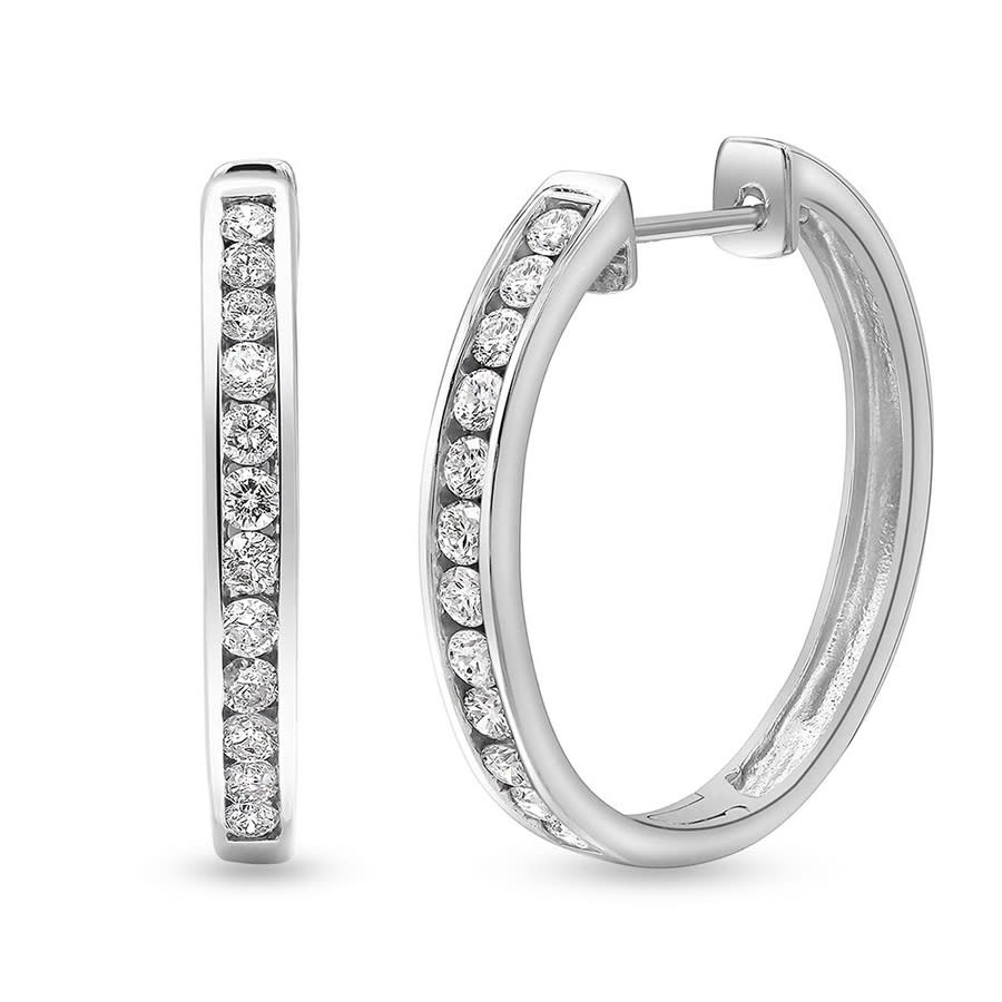 Brilliant 0.08ct Diamond Crossover Hoop Earrings in Sterling Silver (Diamond) main image 1