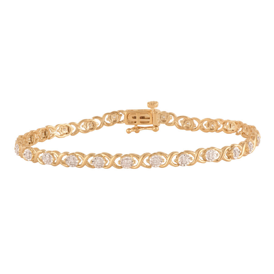 Brilliant Diamond Yellow Gold Over Sterling Silver 0.25 Cttw Lab Grown Diamond Tennis Bracelet For W In Yellow
