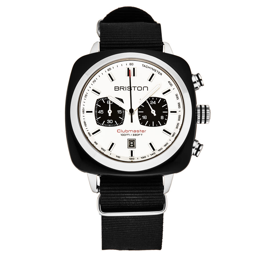 Briston Clubmaster Chronograph Quartz White Dial Men's Watch 17142.SA.BS.2.NB
