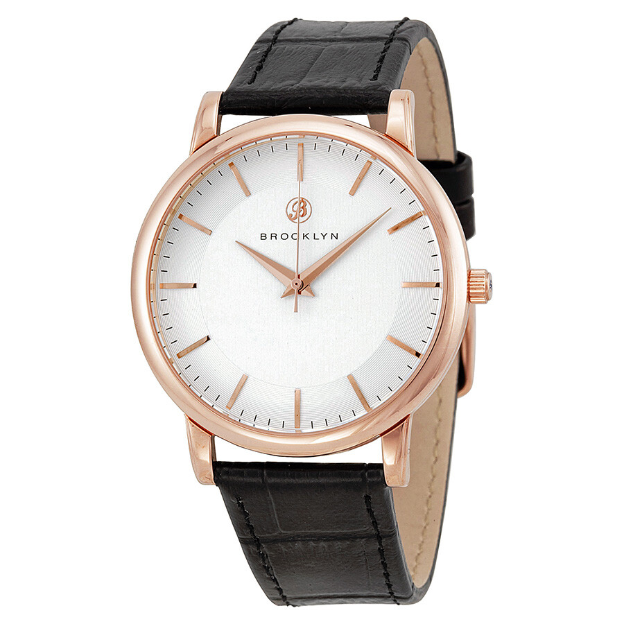 Brooklyn Watch Co. Myrtle Silver Dial Black Leather Swiss Quartz Men's