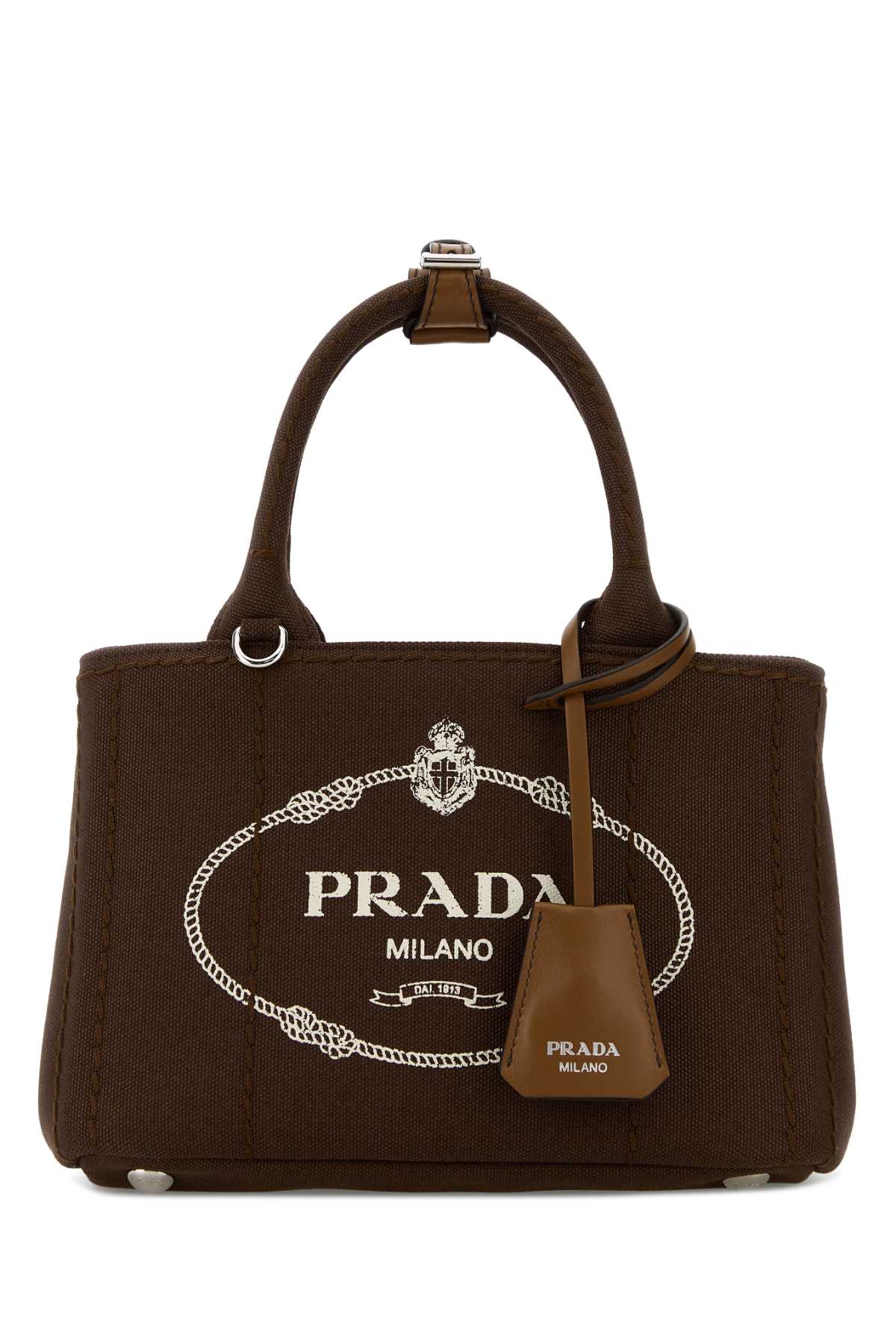 Prada Brown Canvas Mini Prada Jardiniere Re Handbag 1BA038VNLM2HF3