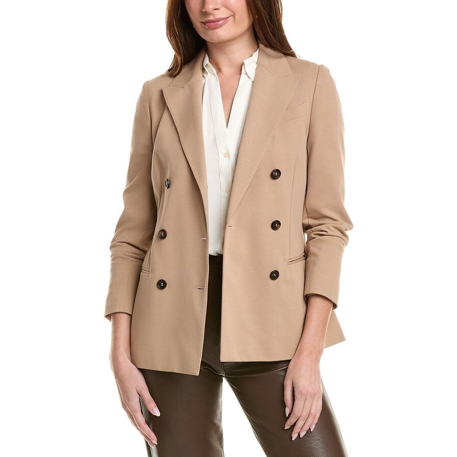 Brunello Cucinelli Almond Double-breasted Deconstructed Blazer In Brown