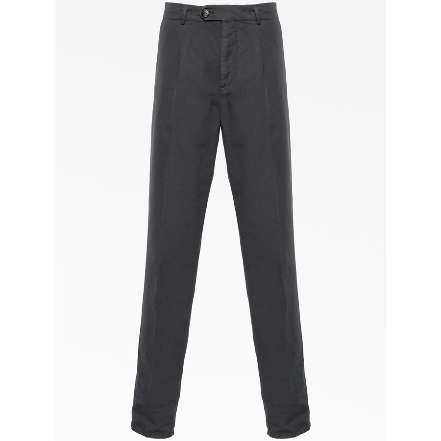 Brunello Cucinelli Anthracite Linen Blend Tailored Trousers, Brand