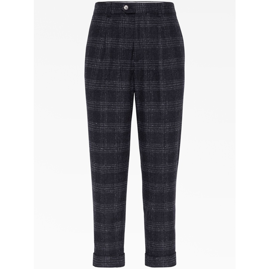 最高級 BRUNELLO CUCINELLI スラックスパンツ size 48 Brunello Cucinelli Anthracite Plaid Tailored Trousers, Brand Size