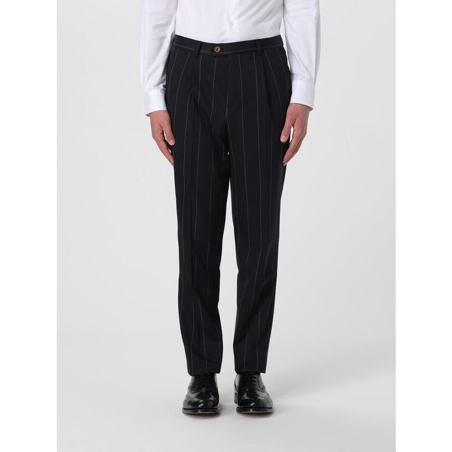 Brunello Cucinelli Black Wool Pinstripe Trousers, Brand Size 50