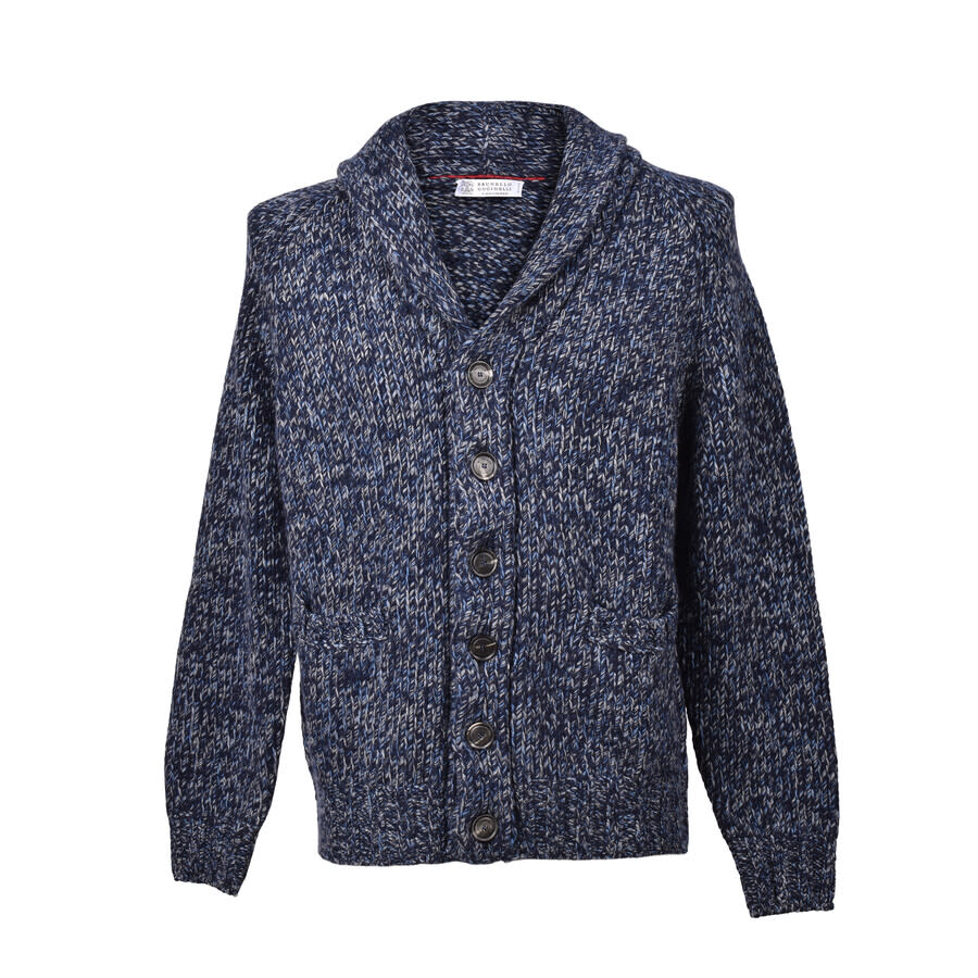 Brunello Cucinelli Blue Cashmere Blend Knit Cardigan, Brand Size
