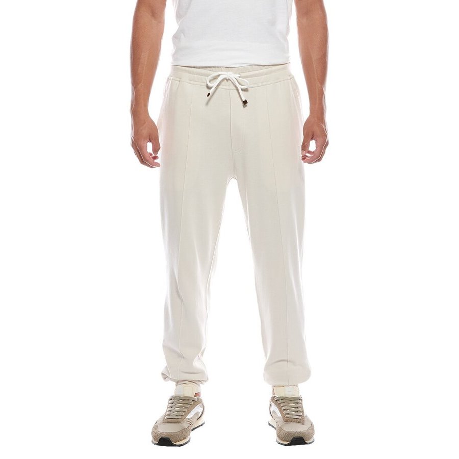 Brunello Cucinelli Cream Tailored Athletic Trousers, Size Small