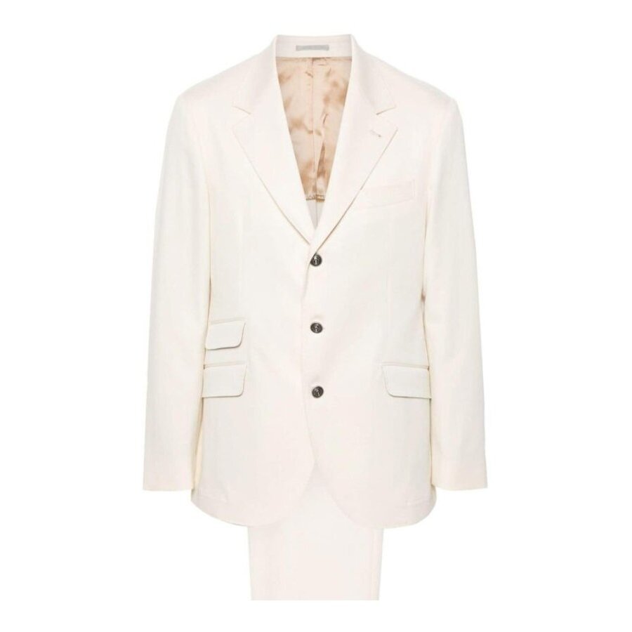Brunello Cucinelli Cream Tailored Suit With Notch Lapel, Brand