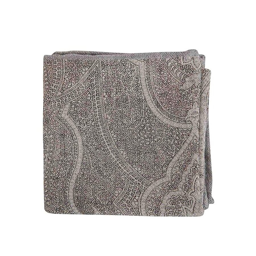 BRUNELLO CUCINELLI テーブルクロス＆ナフキン Brunello Cucinelli Grey Silk Patterned Pocketsquare MR8710091_C737