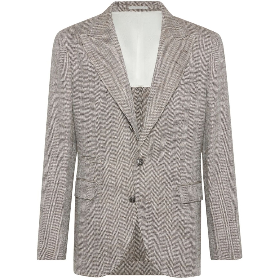 Brunello Cucinelli テーラードジャケット グレー 48 Brunello Cucinelli Herringbone Silk Linen Blazer, Brand Size 48