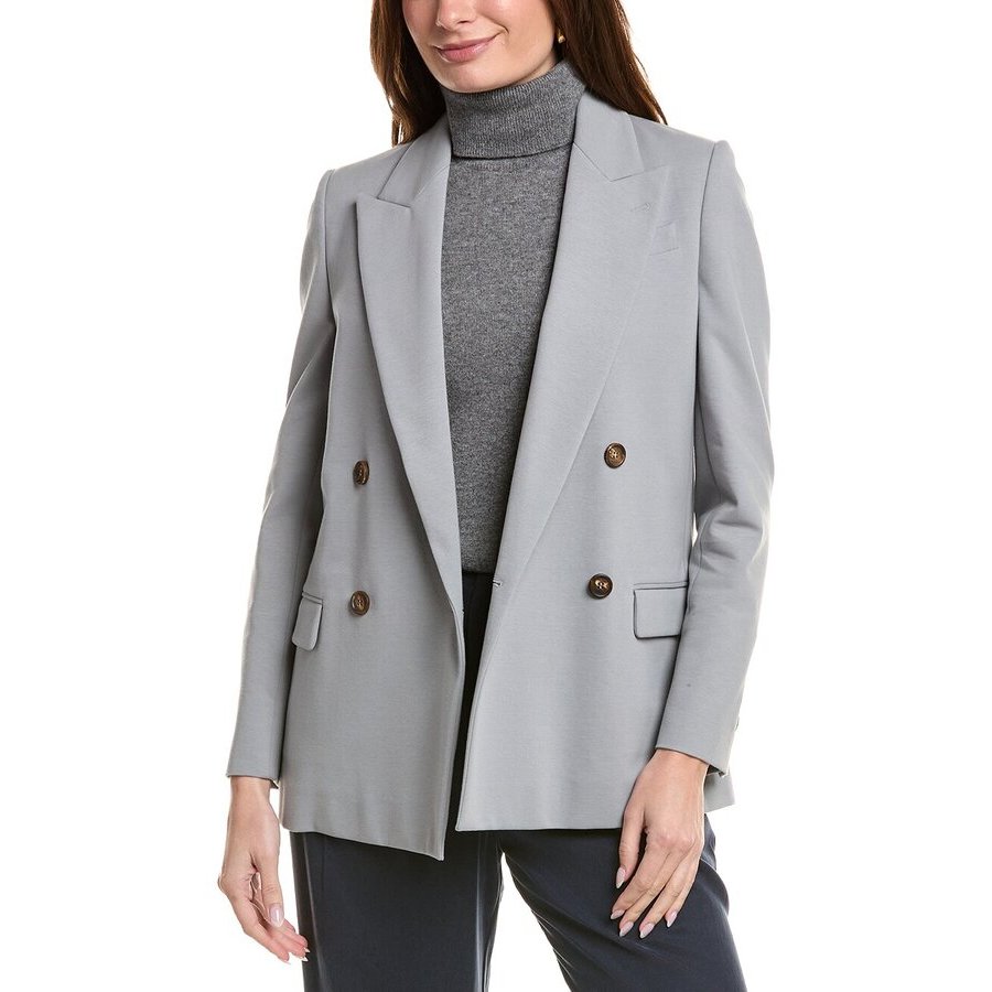 Brunello Cucinelli Light Grey Double-breasted Blazer In Gray