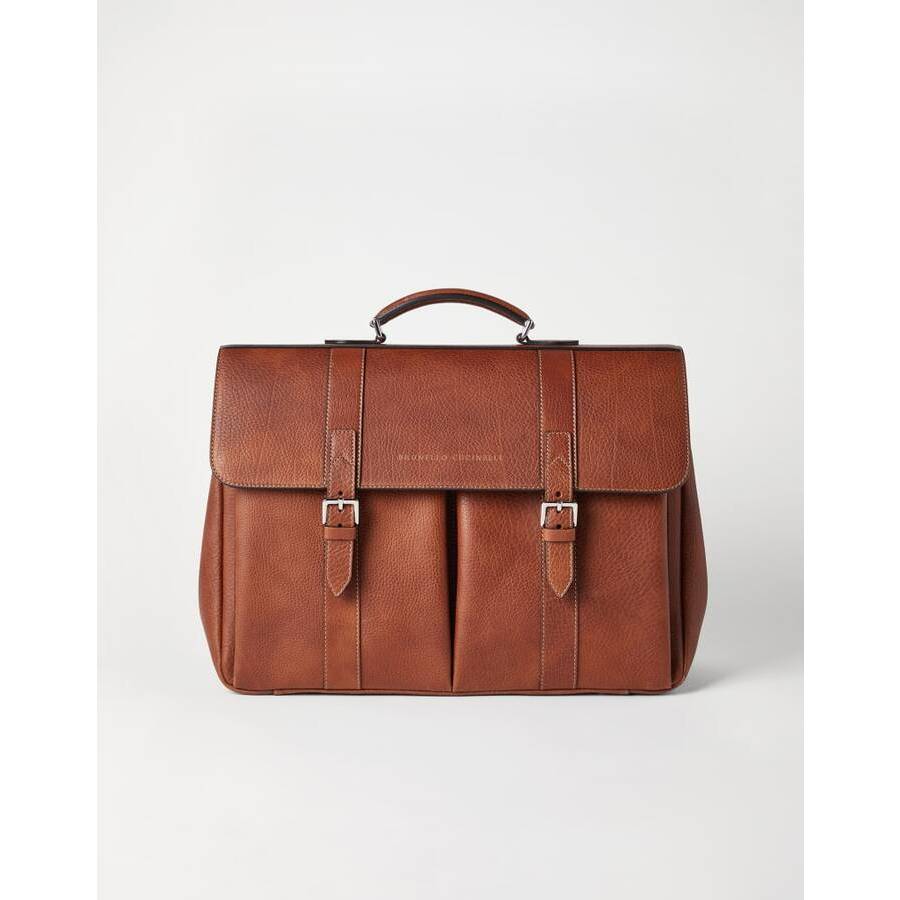 Brunello Cucinelli Men's Copper Leather Buckle Bag MBZIU258_C6608