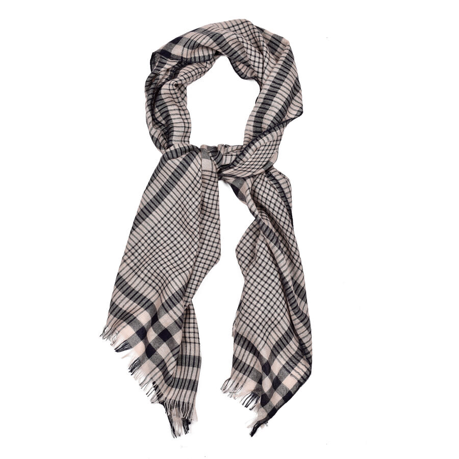 BRUNELLO CUCINELLI チェック柄マフラー Brunello Cucinelli Men's Desert Navy Wool Silk Blend Checkered