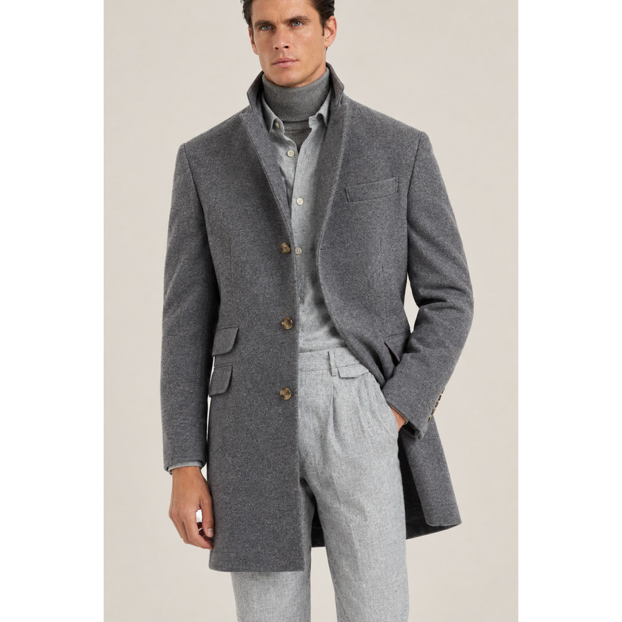 Brunello Cucinelli Men's Grey Wool Single Breasted Jacket, Size 48