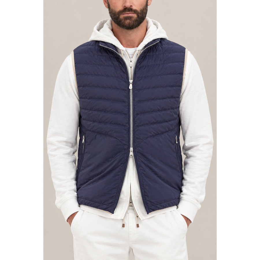 Brunello Cucinelli Men's Midnight Blue Quilted Jacket, Size XS