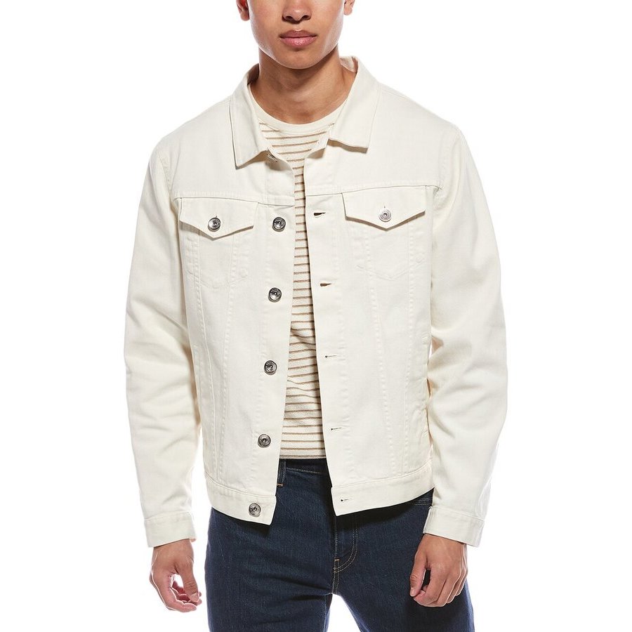 Brunello Cucinelli Men's Off White Cotton Jacket, Size 46