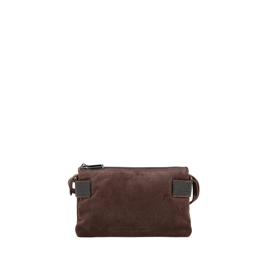Brunello Cucinelli Suede Leather Shoulder Bag In Brown