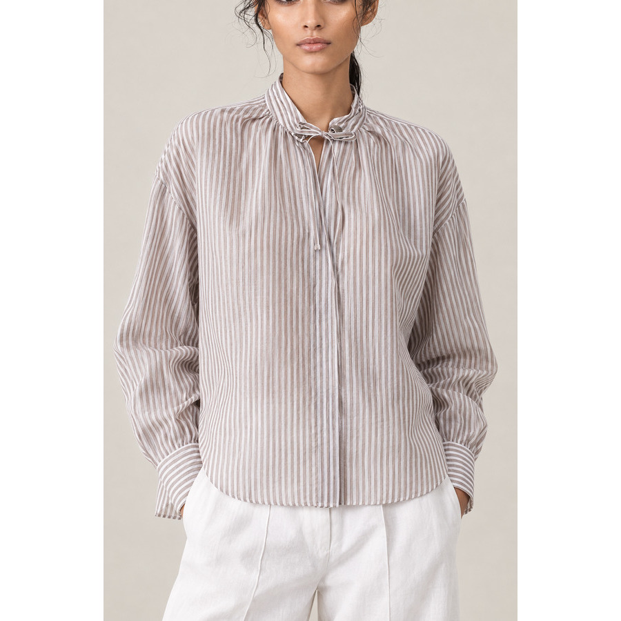 Brunello Cucinelli Womens Beige Silk Blend Shirt, Size XS