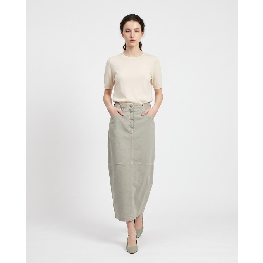 Brunello Cucinelli Women'S Light Green Denim Skirt, Size 42