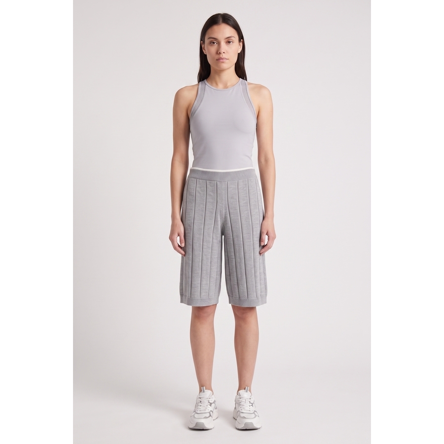 Brunello Cucinelli Women'S Light Grey Ribbed Cotton Shorts, Size M