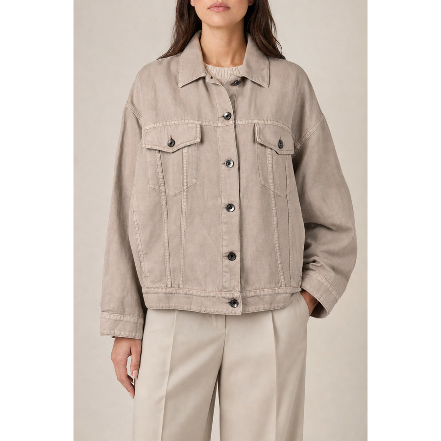 Brunello Cucinelli Women's Wheat Stalk Cotton Linen Jacket, Size