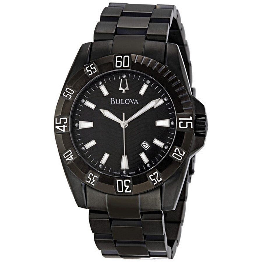 Bulova Black Dial Black Ionplated Stainless Steel Men's Watch 65B114 Dress Bulova Watches