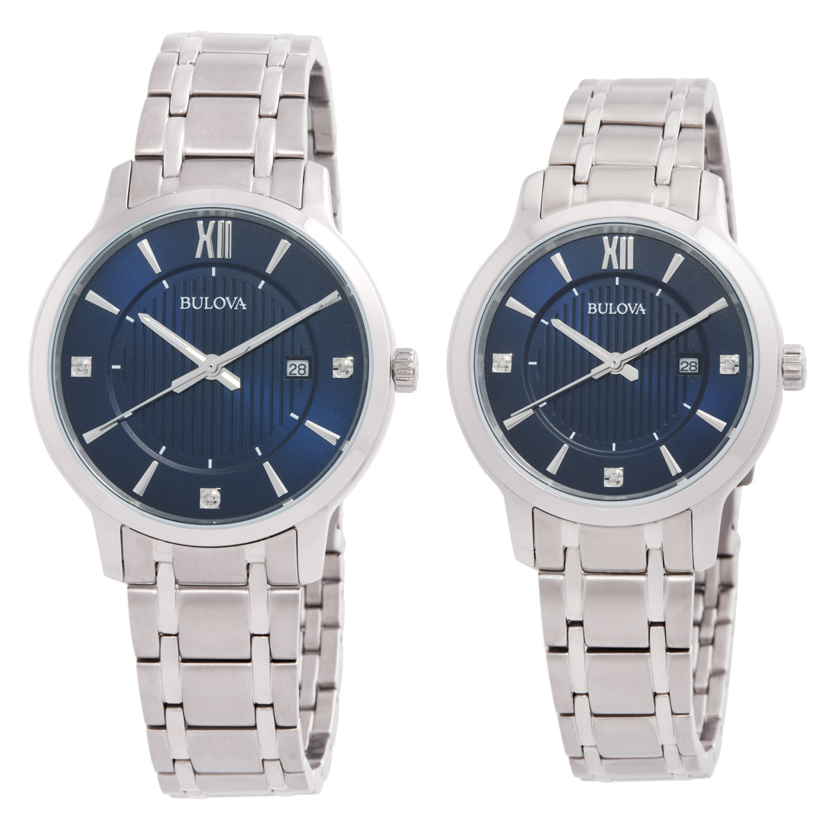 Bulova Classic Quartz Crystal Blue Dial Watch Box Set Watch 96X159