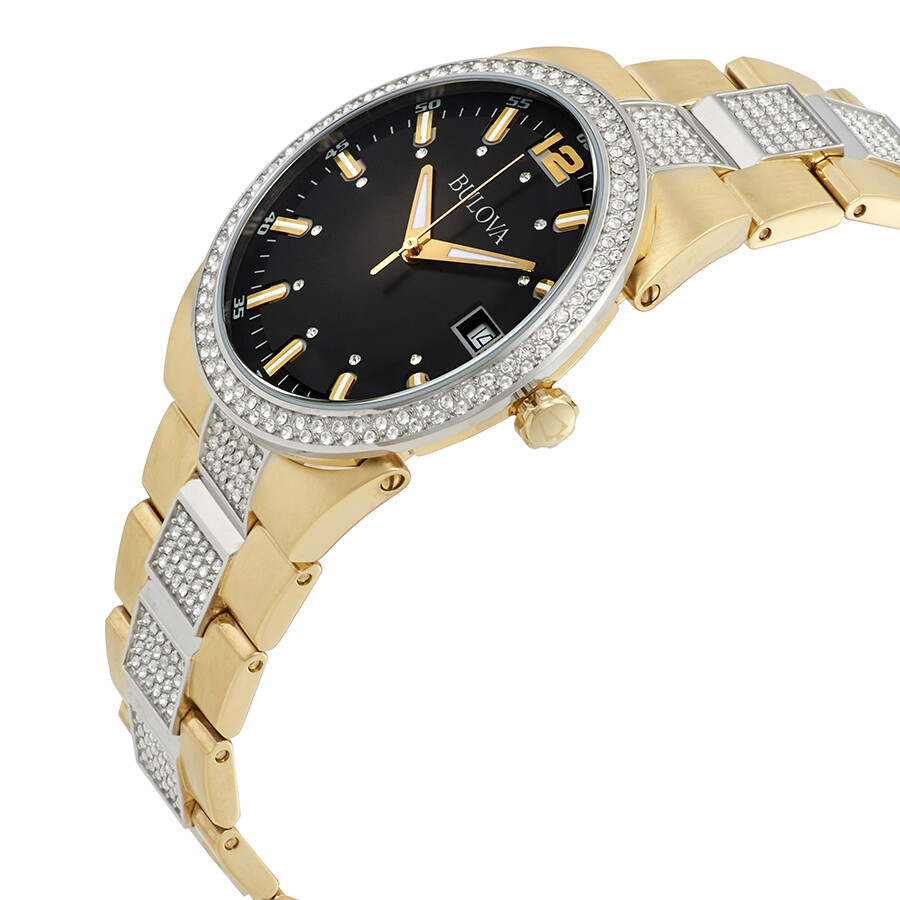 Bulova Crystal Black Bilevel Sunray Dial Men's Watch 98B235 Crystal