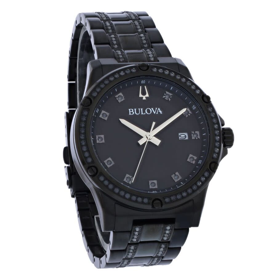Bulova Crystal Quartz Black Dial Men's Watch 98K119