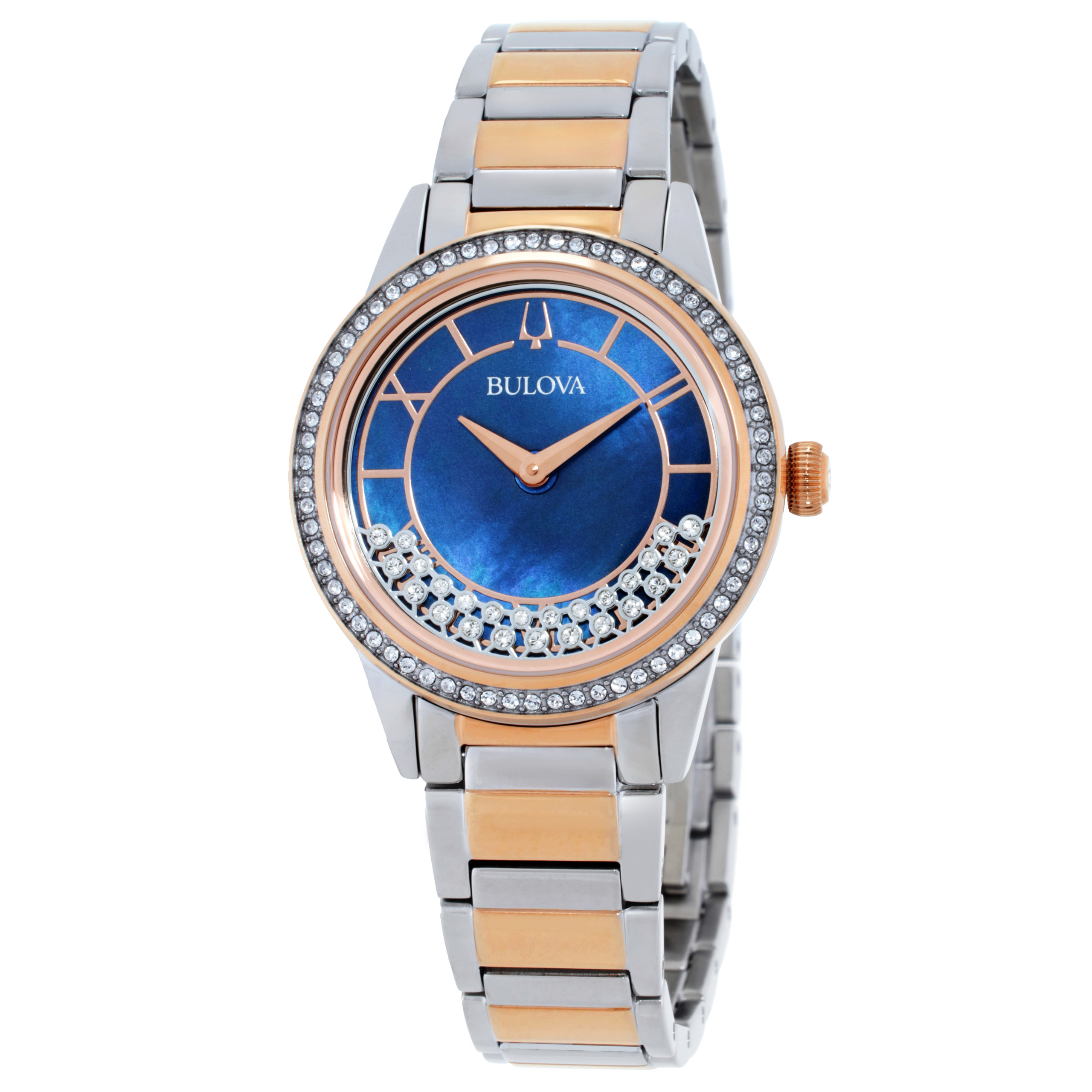 Bulova Crystal Turnstyle Quartz Blue Mother of Pearl Dial 