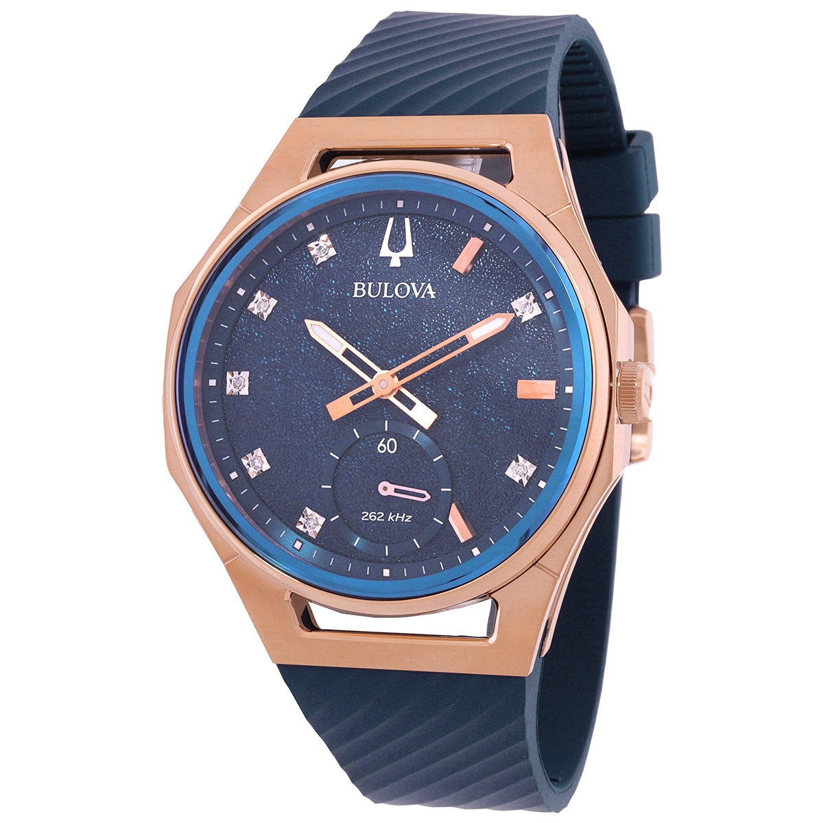 Bulova Curv Quartz Diamond Blue Dial Ladies Watch 97P174
