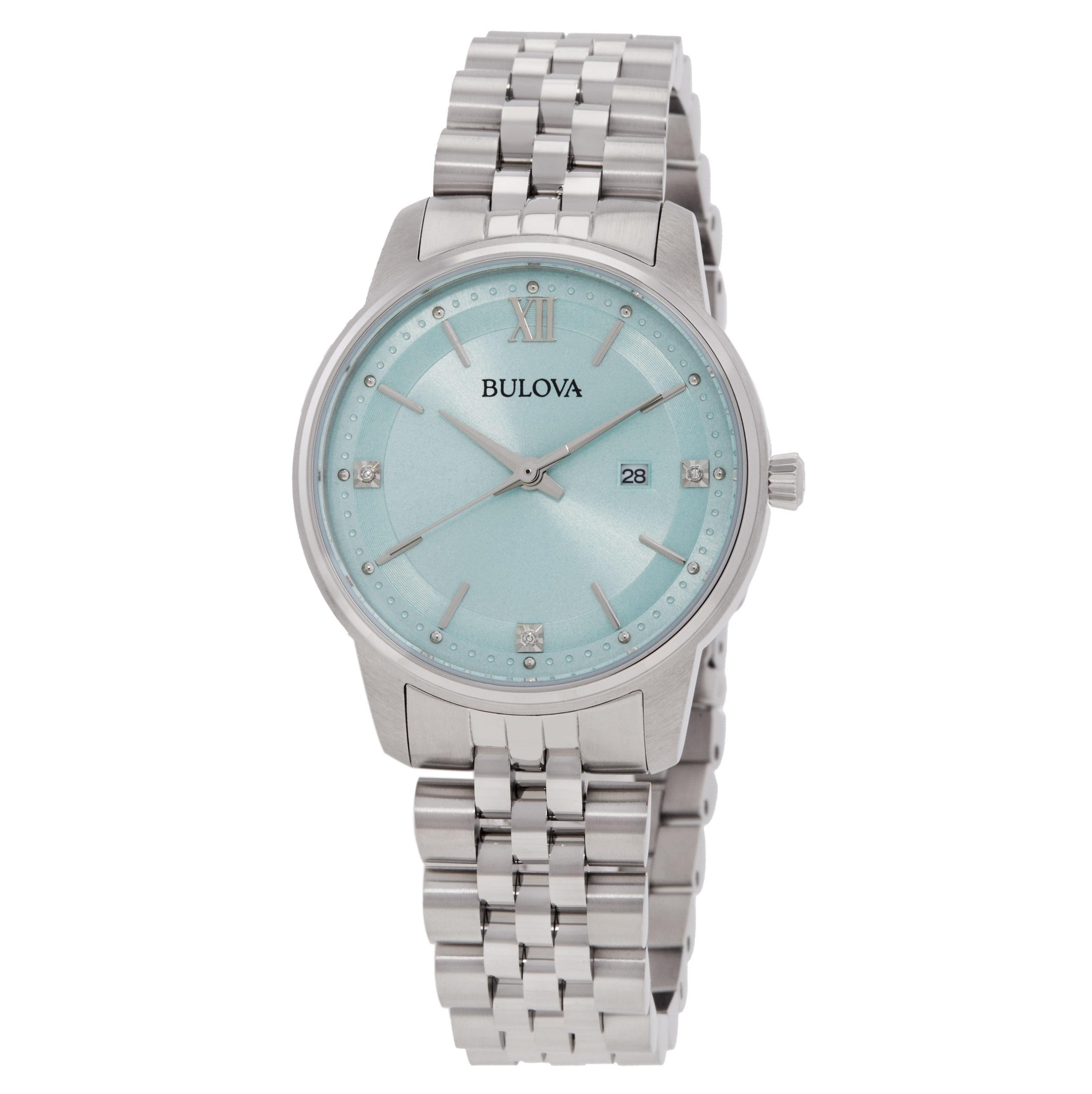 Bulova Diamonds Quartz Light Blue Dial Ladies Watch 96P259 - Watches ...