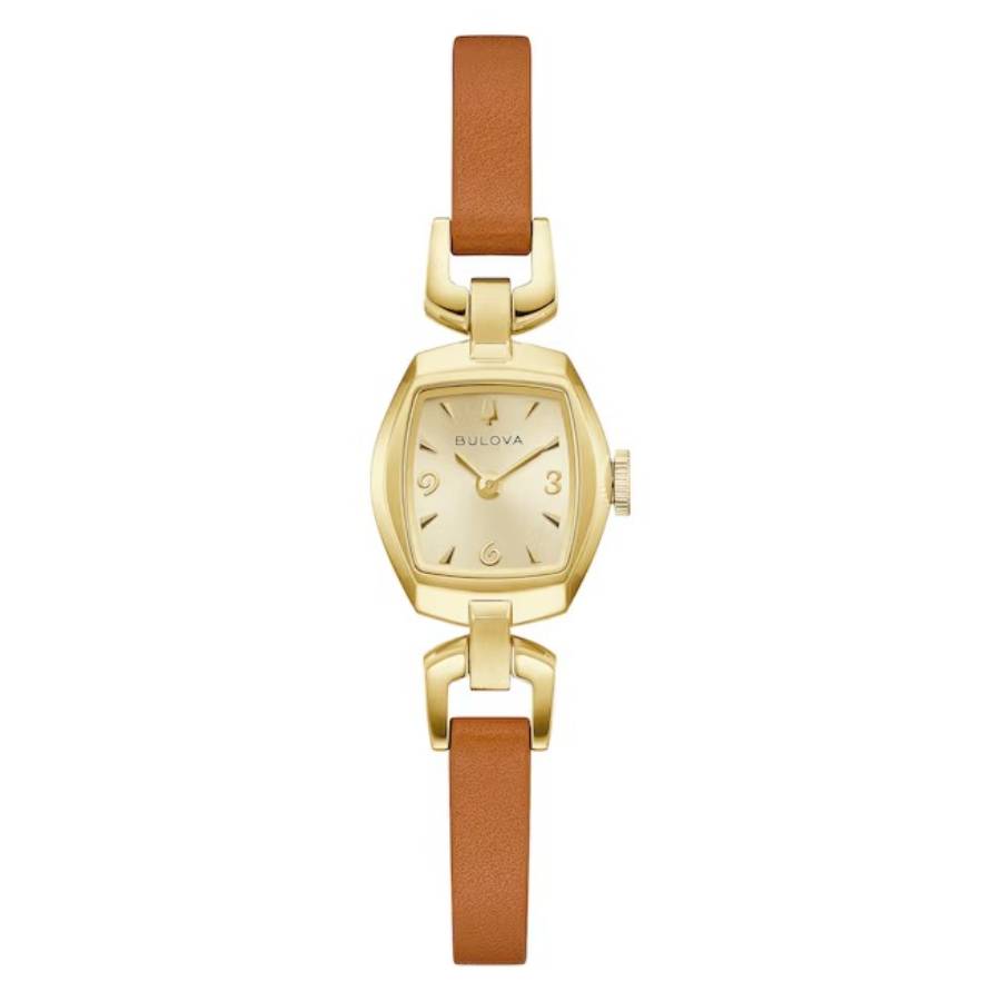 Bulova Goddess Of Time Jackie Quartz Champagne Dial Ladies Watch 97L202
