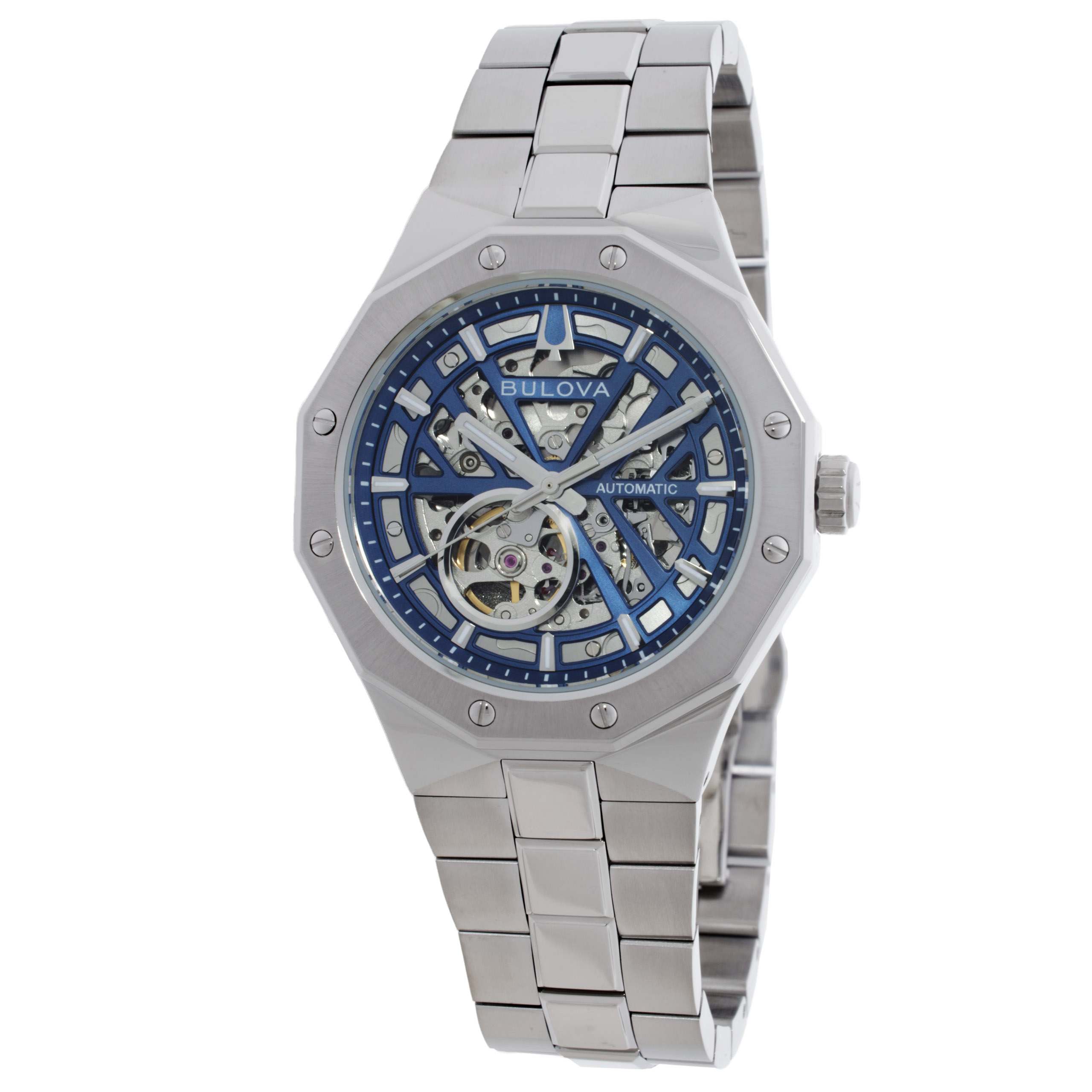 Bulova Prestige Automatic Blue Skeleton Dial Men's Watch 96A352