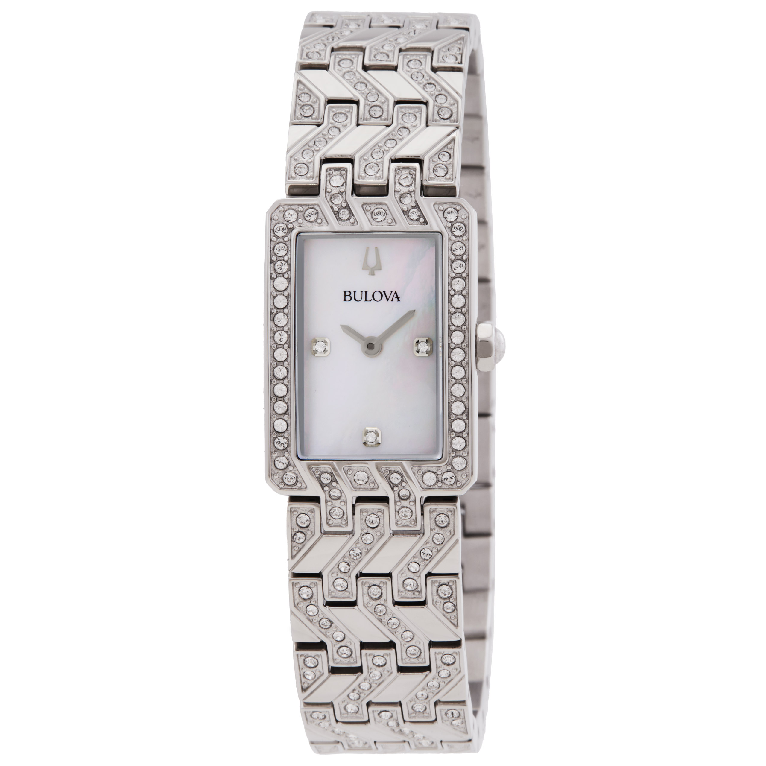 Bulova Women\'s Silver Crystal-Accent Bracelet Watch with Mother-of-Pearl Dial Bulova 96L265 Silver Tone White Mother of Pearl Dial Crystal  main image 4