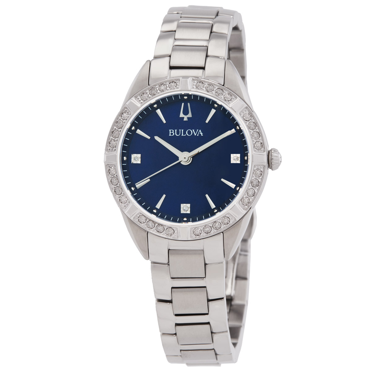Bulova Quartz Crystal Blue Dial Ladies Watch 96R243 - Watches