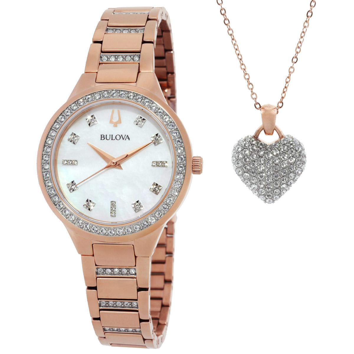 【中古】 Desejos De Mulher Bulova Quartz Crystal Ladies Watch Box Set with Crystal Accent