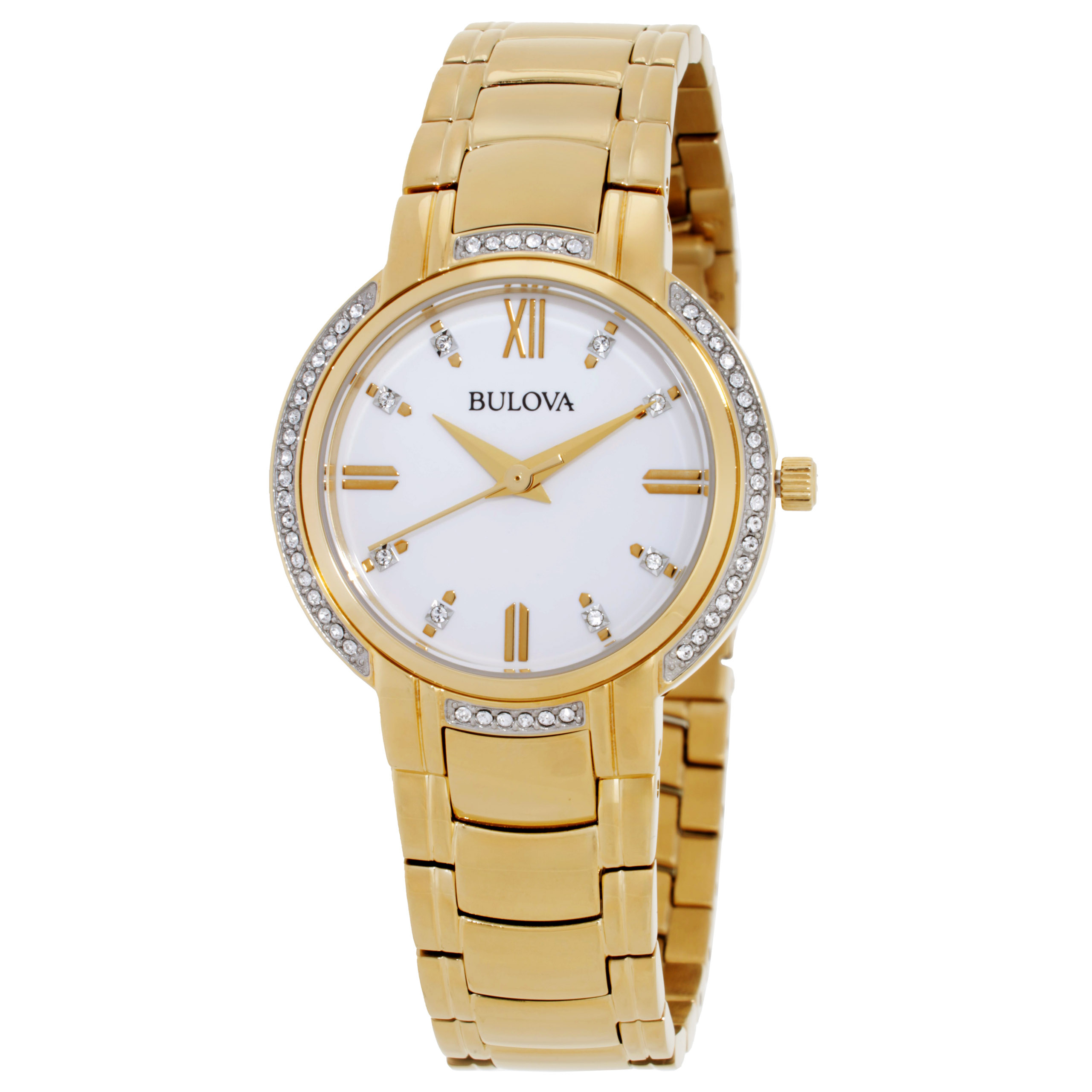 Bulova Quartz Crystal White Dial Ladies Watch 98L280 042429583054 ...