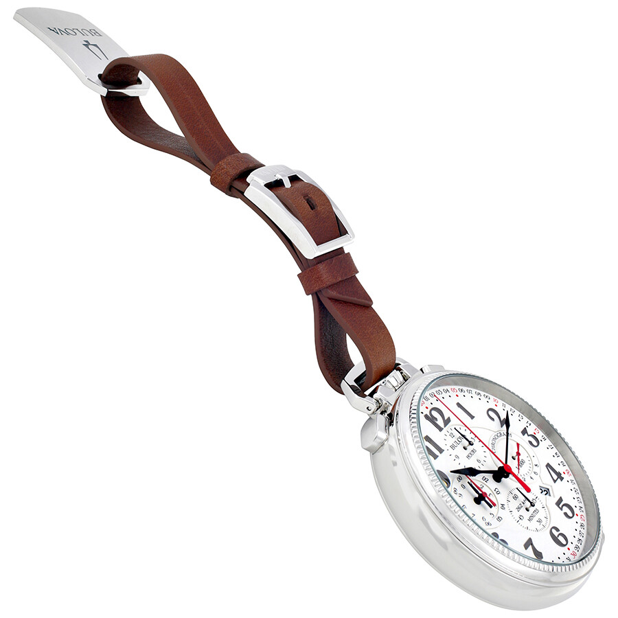 Bulova White Dial Men's Chronograph Pocket Watch 96B249 Bulova