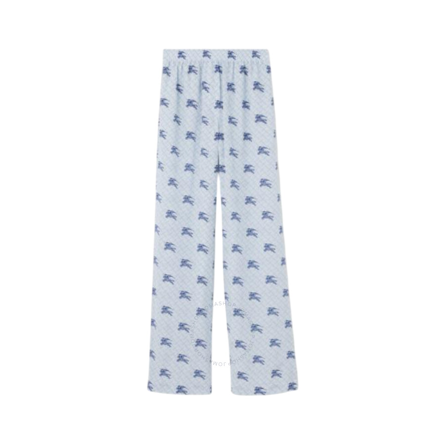 Burberry Alex Ekd Monogram Silk Wide-leg Trousers