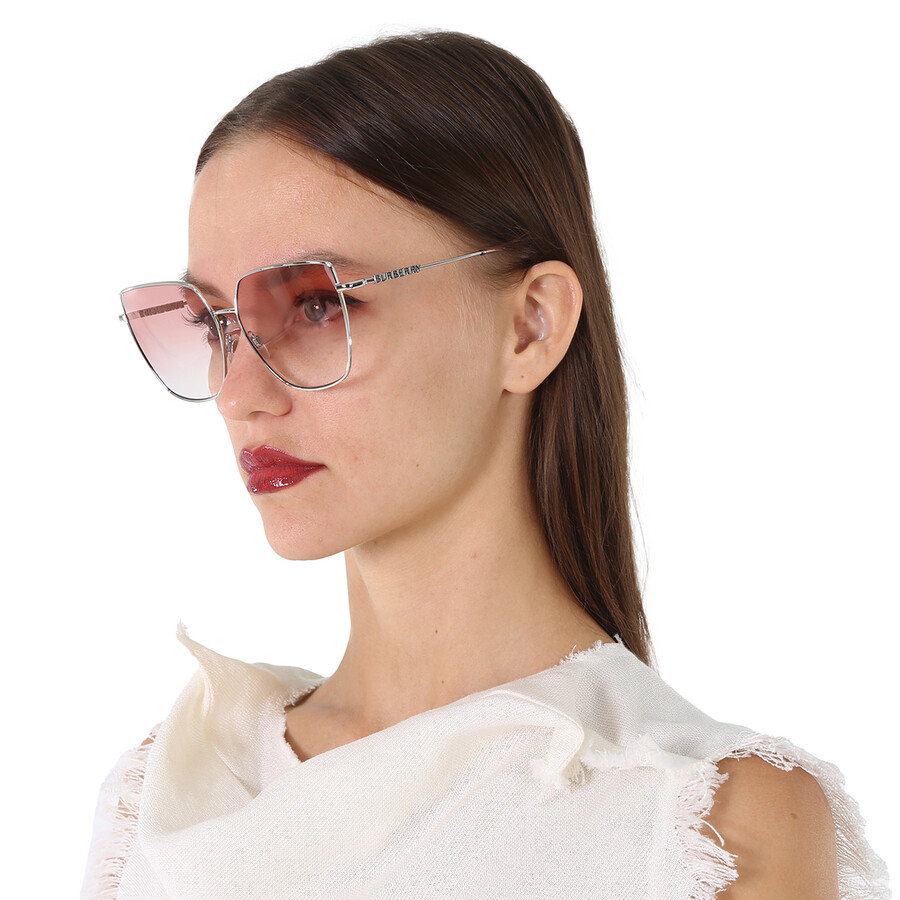 Burberry Alexis Clear Gradient Pink Cat Eye Ladies Sunglasses Be3143 10058d 61 In Pink