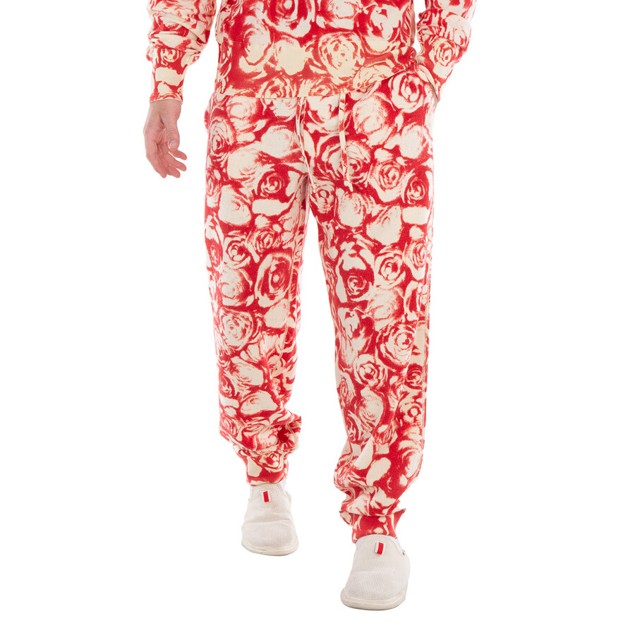 All Over Rose Print Wool Jogging Pants