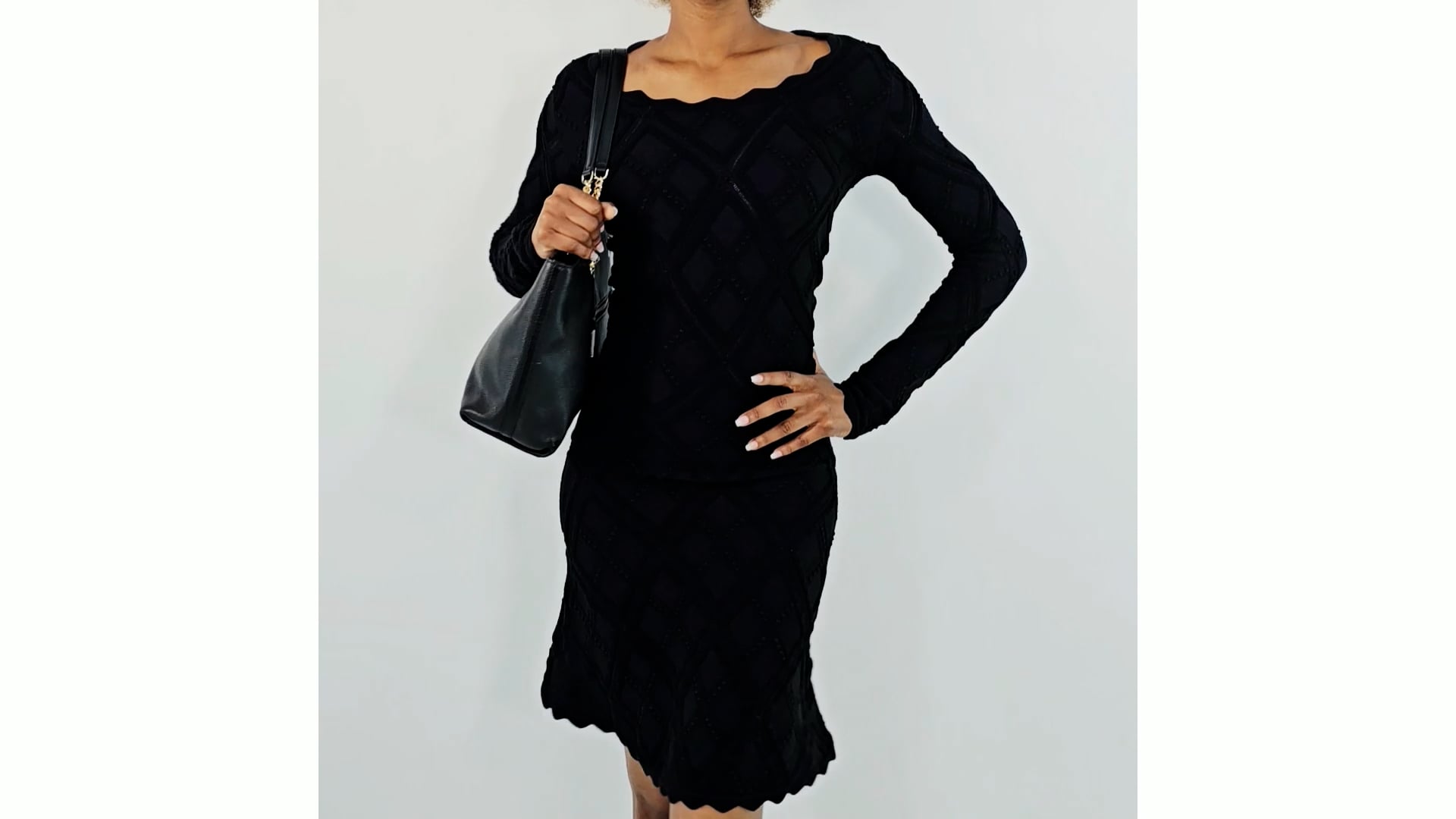 Burberry Aran Long-Sleeved Flared Knitted Dress, Size Small