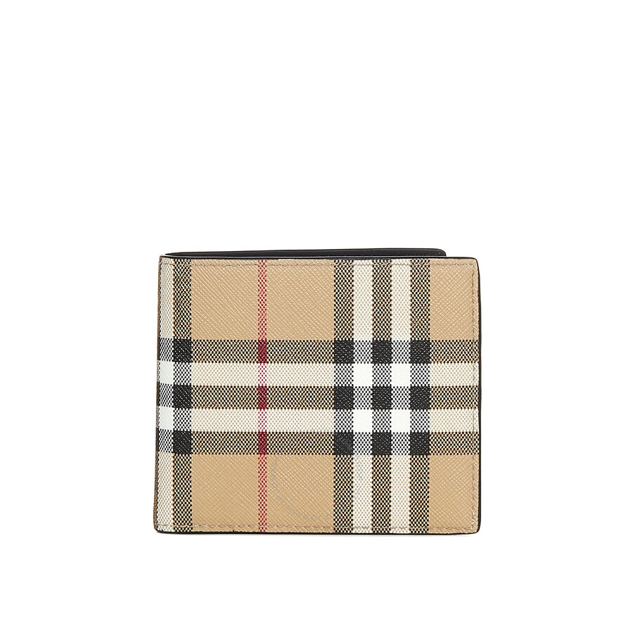 Burberry Archive Beige Men's Vintage Check Bi-Fold Coin