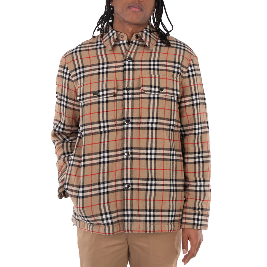 Burberry Archive Beige Vintage Check Wool Cotton Overshirt, Size