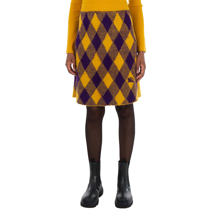 【送料&関税込】Burberry Skirts Evening Burberry Argyle Check-Pattern Knitted Skirt, Size Medium