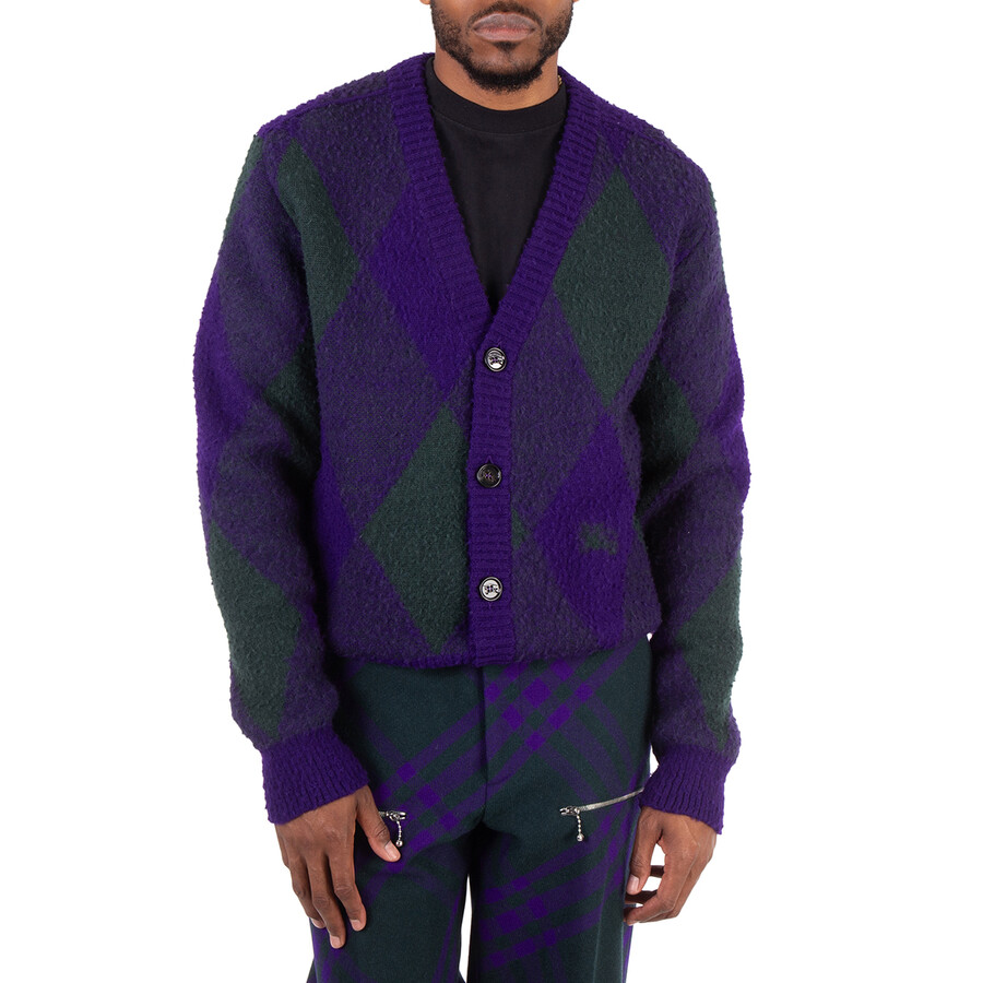 Argyle-Pattern Wool Cardigan
