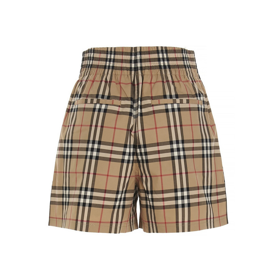 Burberry Audrey Check Stretch Cotton Shorts In Neutral