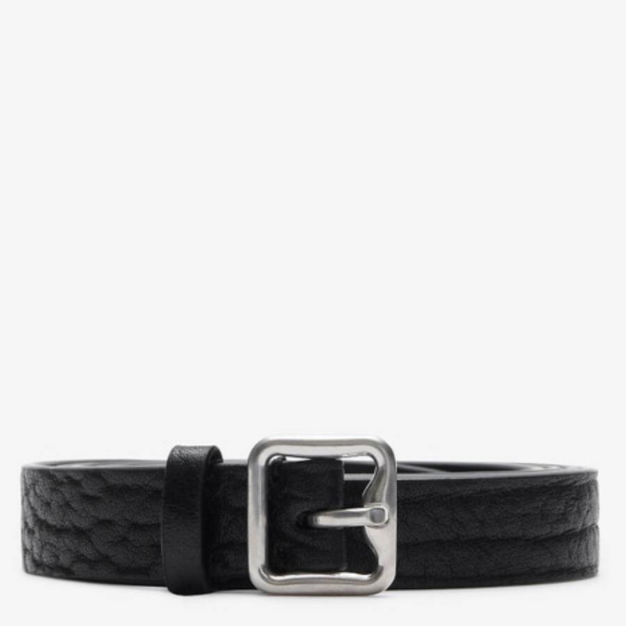Burberry B Buckle Leather Belt In Black